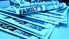 newspapers in blue