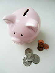 piggy bank with coins