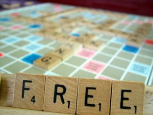 The word free in scrabble tiles