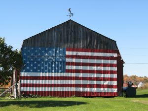 flag on barn