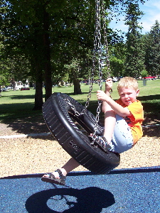 on the tire swing